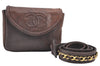 Authentic CHANEL Calf Skin CC Logo Waist Bum Bag Purse Brown 6097H