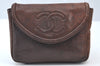 Authentic CHANEL Calf Skin CC Logo Waist Bum Bag Purse Brown 6097H