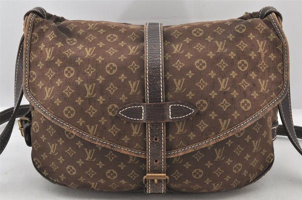 Auth Louis Vuitton Monogram Mini Lin Saumur 30 Shoulder Bag M95227 Brown 6097K