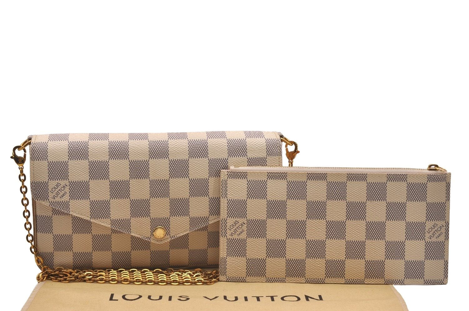Authentic Louis Vuitton Damier Azur Pochette Felicie M63106 Shoulder Bag 6099J