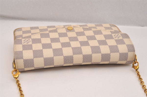 Authentic Louis Vuitton Damier Azur Pochette Felicie M63106 Shoulder Bag 6099J