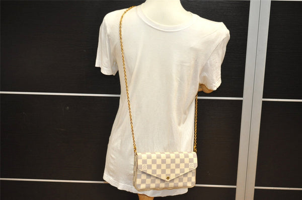Authentic Louis Vuitton Damier Azur Pochette Felicie M63106 Shoulder Bag 6099J