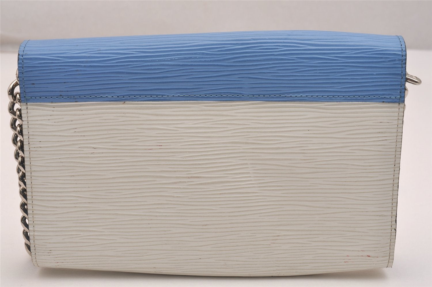 Authentic Louis Vuitton Epi Tribal Mask Shoulder Wallet M60795 White Blue 6100J