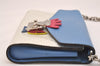 Authentic Louis Vuitton Epi Tribal Mask Shoulder Wallet M60795 White Blue 6100J