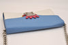 Authentic Louis Vuitton Epi Tribal Mask Shoulder Wallet M60795 White Blue 6100J