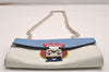 Authentic Louis Vuitton Epi Tribal Mask Shoulder Wallet M60795 White Blue 6100J