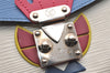 Authentic Louis Vuitton Epi Tribal Mask Shoulder Wallet M60795 White Blue 6100J