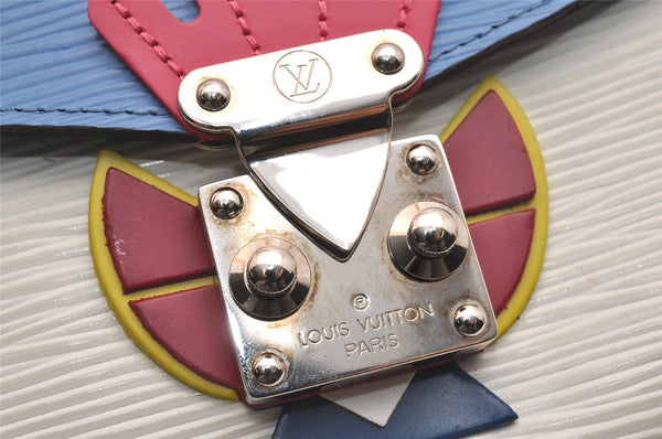 Authentic Louis Vuitton Epi Tribal Mask Shoulder Wallet M60795 White Blue 6100J