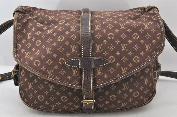 Auth Louis Vuitton Monogram Mini Lin Saumur 30 Shoulder Bag M95227 Brown 6100K