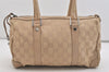 Authentic GUCCI Boston Hand Bag Purse GG Canvas Leather 30458 Beige 6101J