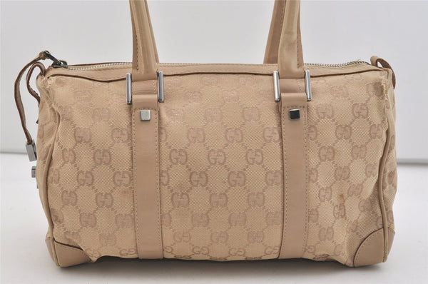 Authentic GUCCI Boston Hand Bag Purse GG Canvas Leather 30458 Beige 6101J