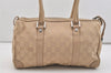 Authentic GUCCI Boston Hand Bag Purse GG Canvas Leather 30458 Beige 6101J