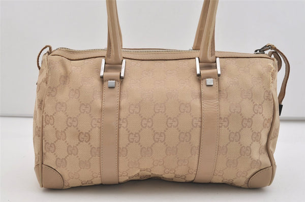 Authentic GUCCI Boston Hand Bag Purse GG Canvas Leather 30458 Beige 6101J