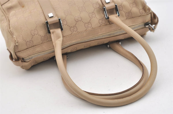 Authentic GUCCI Boston Hand Bag Purse GG Canvas Leather 30458 Beige 6101J