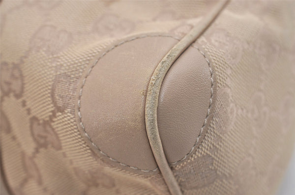 Authentic GUCCI Boston Hand Bag Purse GG Canvas Leather 30458 Beige 6101J