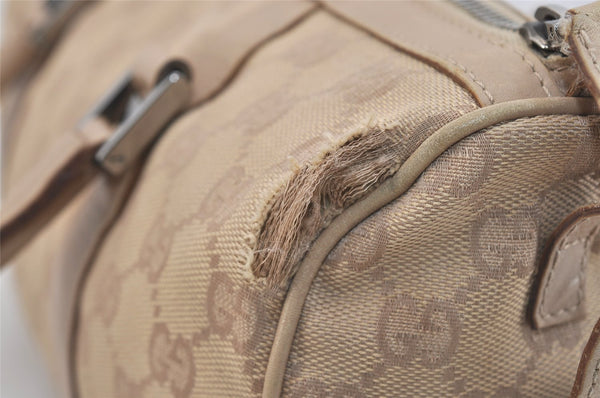 Authentic GUCCI Boston Hand Bag Purse GG Canvas Leather 30458 Beige 6101J
