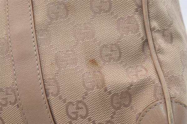 Authentic GUCCI Boston Hand Bag Purse GG Canvas Leather 30458 Beige 6101J