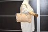 Authentic GUCCI Boston Hand Bag Purse GG Canvas Leather 30458 Beige 6101J