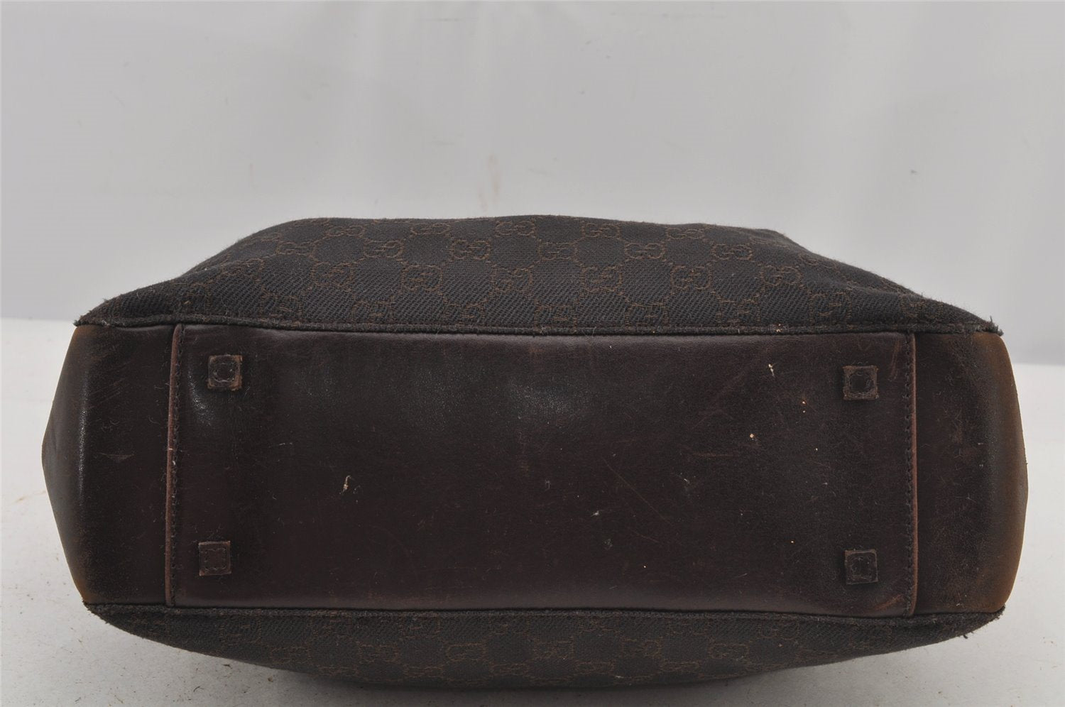 Authentic GUCCI Vintage Shoulder Tote Bag GG Canvas Leather 101919 Brown 6102J