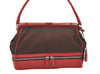 Authentic PRADA Vintage Canvas Leather Shoulder Hand Bag Brown Red 6103K