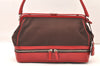 Authentic PRADA Vintage Canvas Leather Shoulder Hand Bag Brown Red 6103K