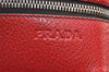 Authentic PRADA Vintage Canvas Leather Shoulder Hand Bag Brown Red 6103K