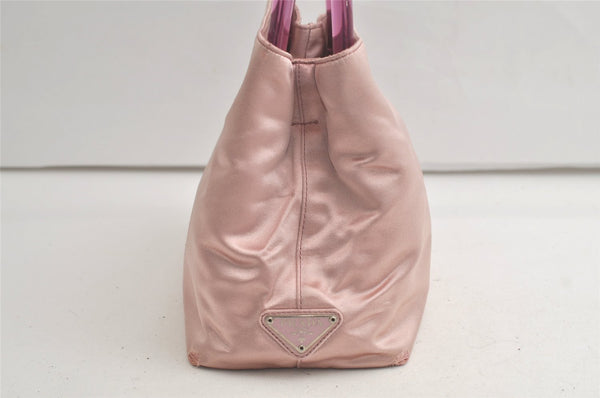 Authentic PRADA RASO + PLEX Satin Plastic Tote Hand Bag Purse B8221 Pink 6105K