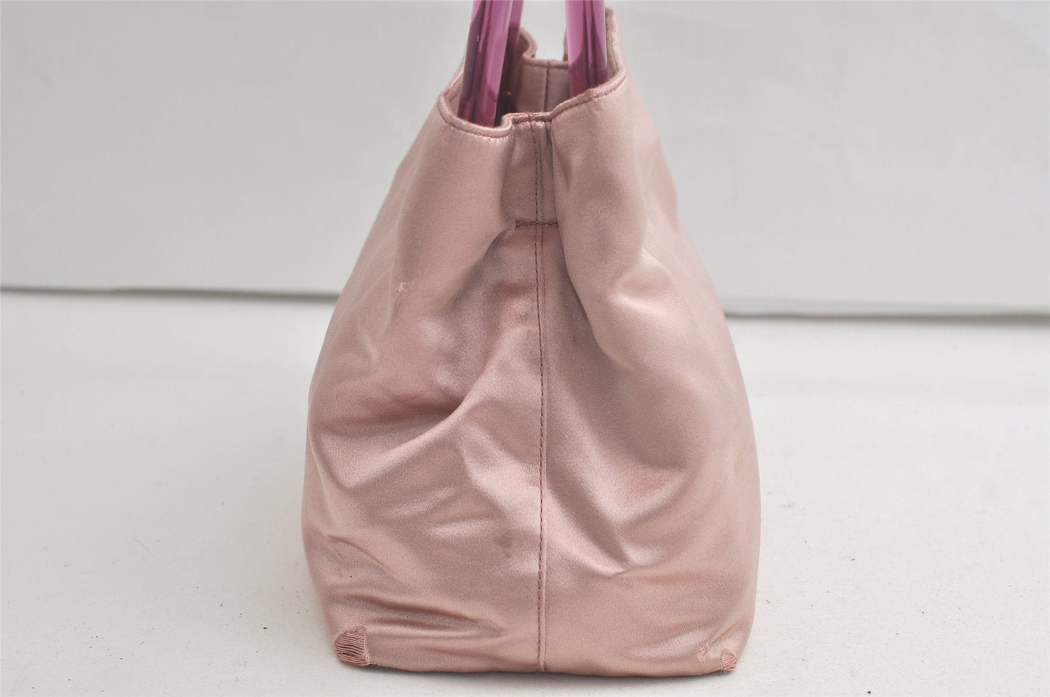 Authentic PRADA RASO + PLEX Satin Plastic Tote Hand Bag Purse B8221 Pink 6105K