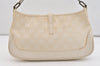 Authentic GUCCI Jackie Chain Shoulder Bag GG Canvas Leather 0014032 White 6106J