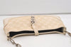 Authentic GUCCI Jackie Chain Shoulder Bag GG Canvas Leather 0014032 White 6106J