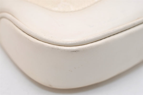 Authentic GUCCI Jackie Chain Shoulder Bag GG Canvas Leather 0014032 White 6106J