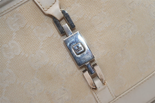 Authentic GUCCI Jackie Chain Shoulder Bag GG Canvas Leather 0014032 White 6106J