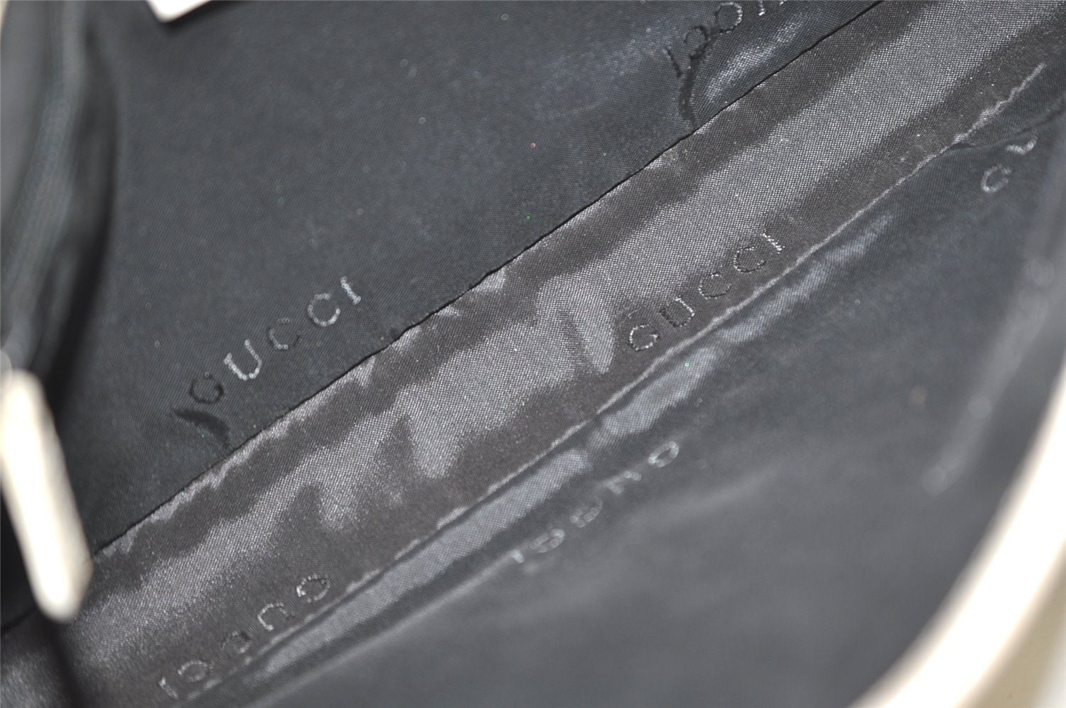 Authentic GUCCI Jackie Chain Shoulder Bag GG Canvas Leather 0014032 White 6106J