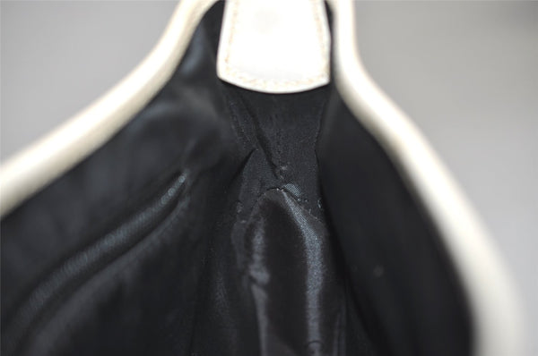 Authentic GUCCI Jackie Chain Shoulder Bag GG Canvas Leather 0014032 White 6106J