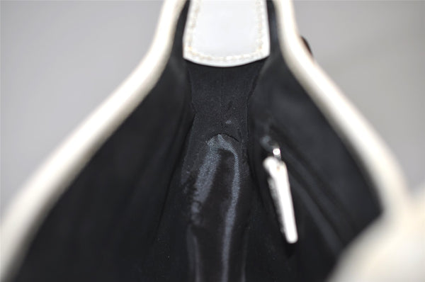 Authentic GUCCI Jackie Chain Shoulder Bag GG Canvas Leather 0014032 White 6106J