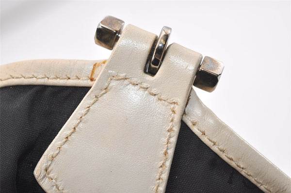 Authentic GUCCI Jackie Chain Shoulder Bag GG Canvas Leather 0014032 White 6106J