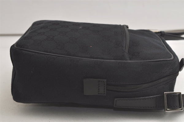 Authentic GUCCI Shoulder Cross Body Bag GG Canvas Leather 0181612 Black 6107K