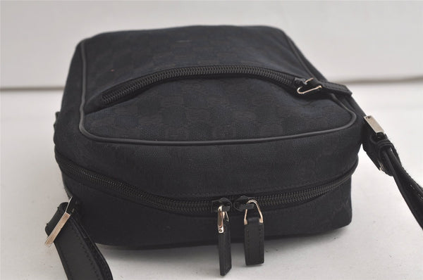 Authentic GUCCI Shoulder Cross Body Bag GG Canvas Leather 0181612 Black 6107K