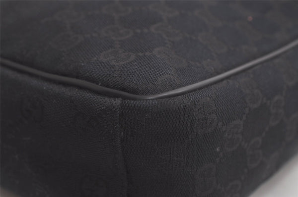 Authentic GUCCI Shoulder Cross Body Bag GG Canvas Leather 0181612 Black 6107K