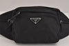 Authentic PRADA Vintage Nylon Tessuto Waist Body Bag Purse Black 6108J