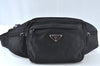 Authentic PRADA Nylon Tessuto Waist Body Bag Purse Black 6108J