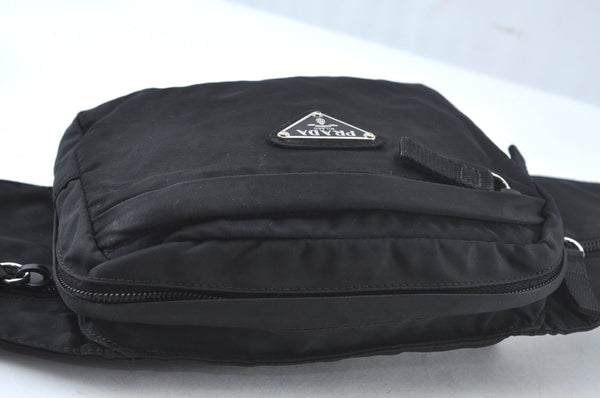 Authentic PRADA Nylon Tessuto Waist Body Bag Purse Black 6108J
