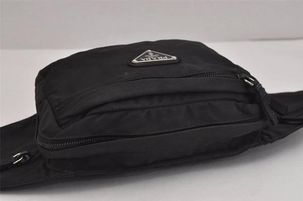 Authentic PRADA Vintage Nylon Tessuto Waist Body Bag Purse Black 6108J