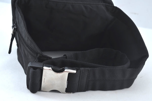 Authentic PRADA Nylon Tessuto Waist Body Bag Purse Black 6108J