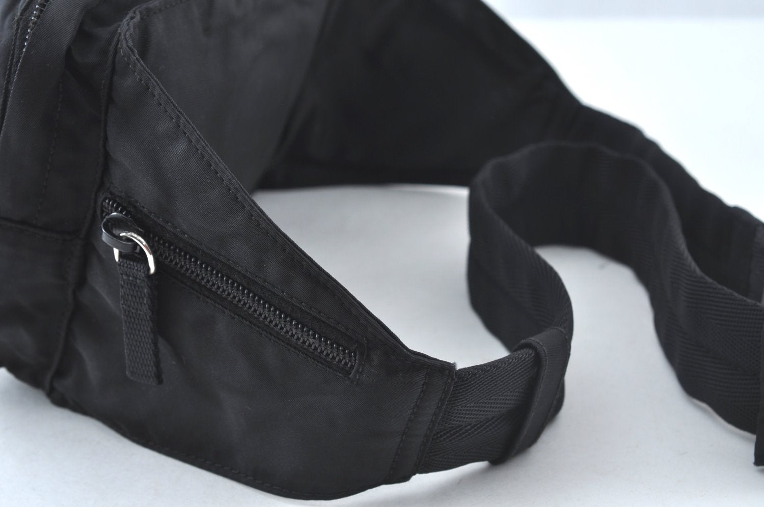 Authentic PRADA Nylon Tessuto Waist Body Bag Purse Black 6108J