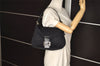 Authentic FENDI Mamma Baguette Shoulder Hand Bag Jersey Leather Black Junk 6109J