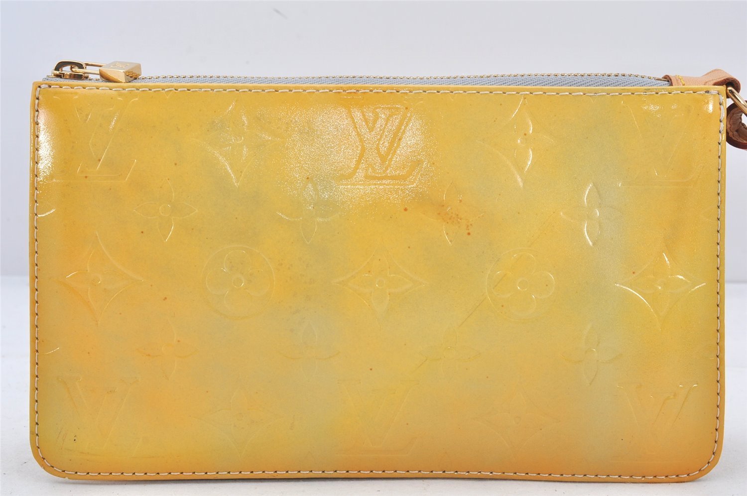 Authentic Louis Vuitton Vernis Lexington Hand Bag Pouch Yellow M91056 LV 6109K