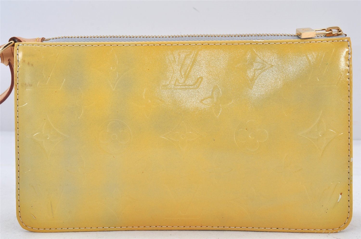 Authentic Louis Vuitton Vernis Lexington Hand Bag Pouch Yellow M91056 LV 6109K