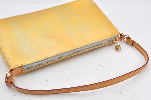 Authentic Louis Vuitton Vernis Lexington Hand Bag Pouch Yellow M91056 LV 6109K