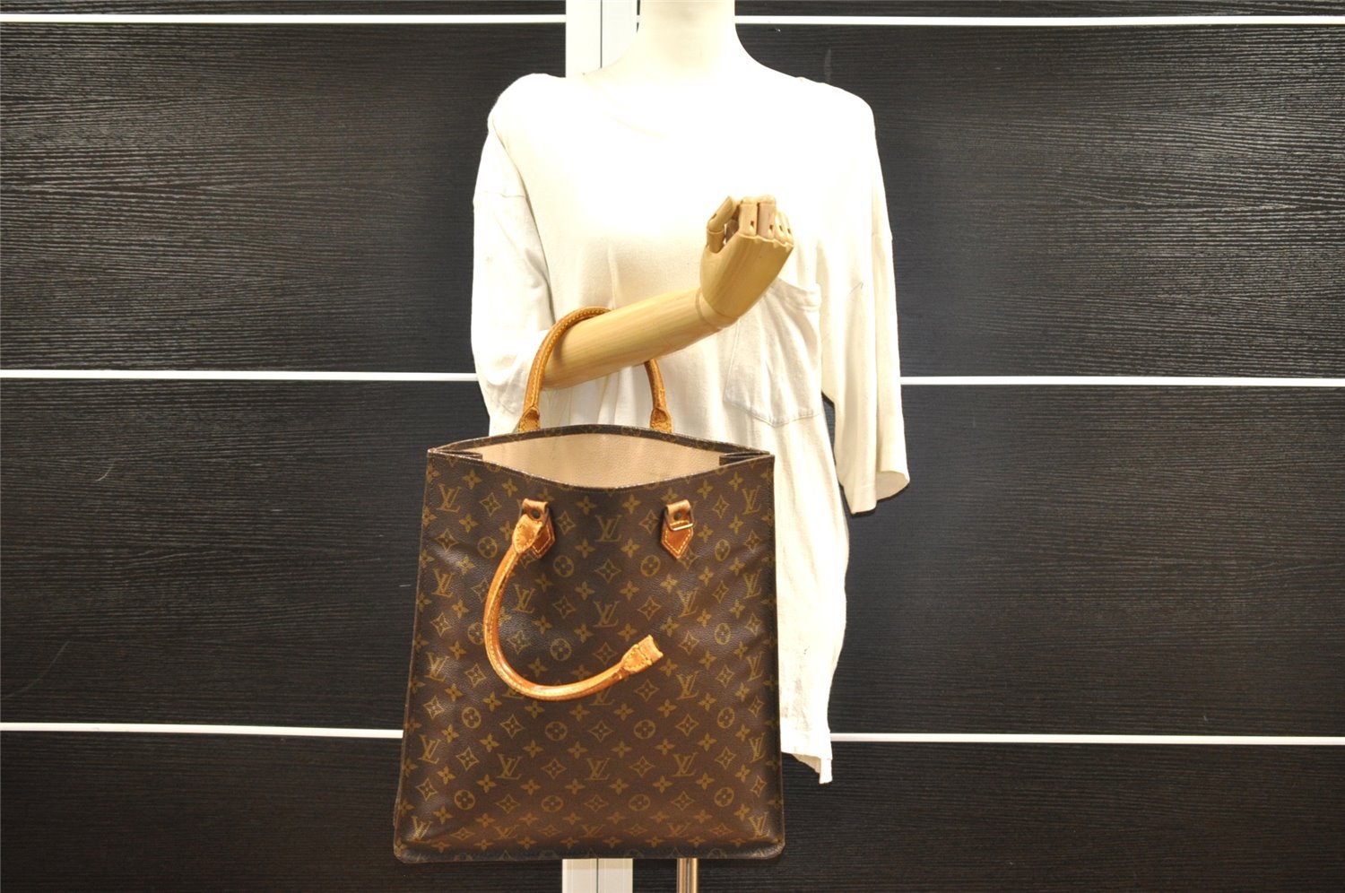 Authentic Louis Vuitton Monogram Sac Plat Hand Tote Bag Old Model LV Junk 6115I